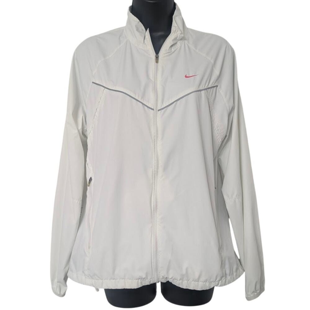 Nike Womens Windbreaker Track Jacket Lightweight Sports Athletic White Medium